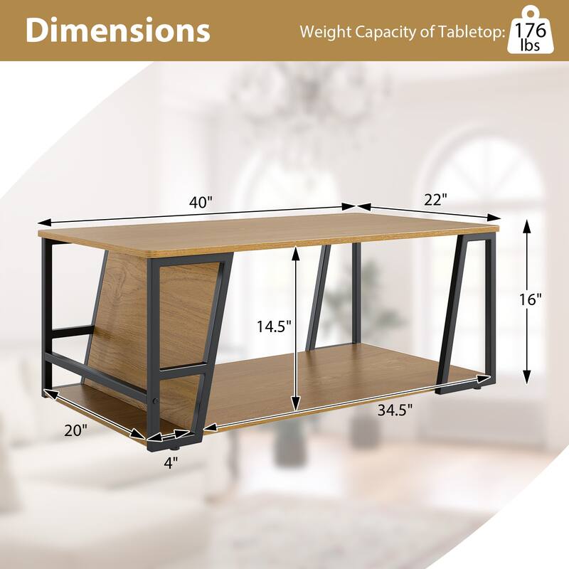 Gymax 40'' Coffee Table & 2-Tier Modern Farmhouse Center Table