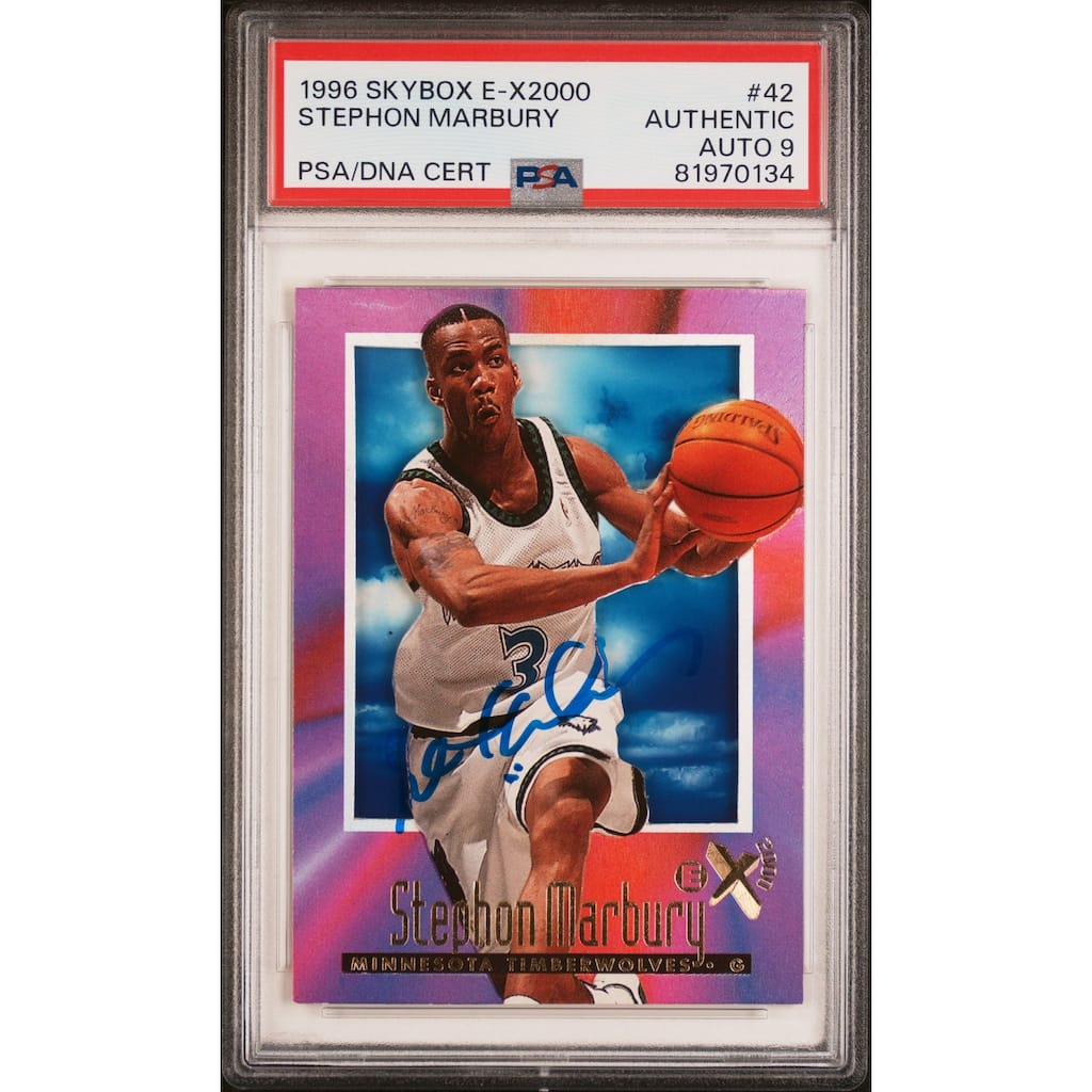 Stephon Marbury 1996 Skybox E-X2000 Signed Rookie Card #42 Auto PSA 9 81970134 - 8'6" x 11'6"