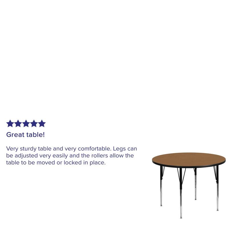 48'' Round Thermal Laminate Activity Table - Adjustable Legs - 48"D x 48"W x 21.125" - 30.125"H