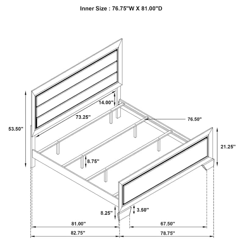 King Size Solid Wood Eastern Panel Bed with Slatted Design and No Box Spring Required