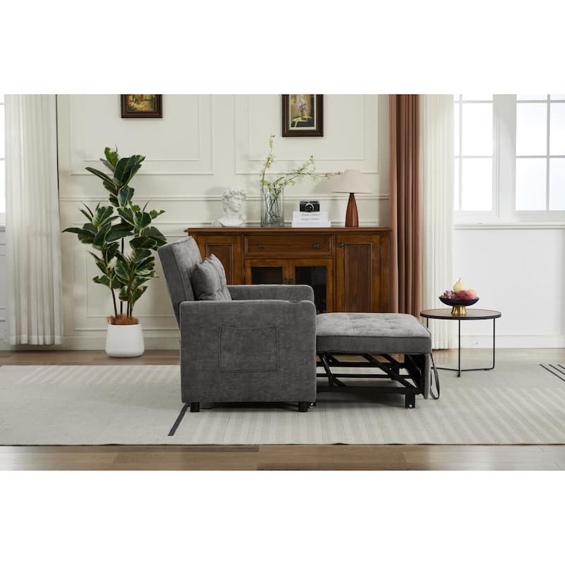 Pull-Out Sofa Bed Daybed, Lounge Chaise Loveseat with Adjustable Backrest, Convertible Sleeper Sofa with USB Charging