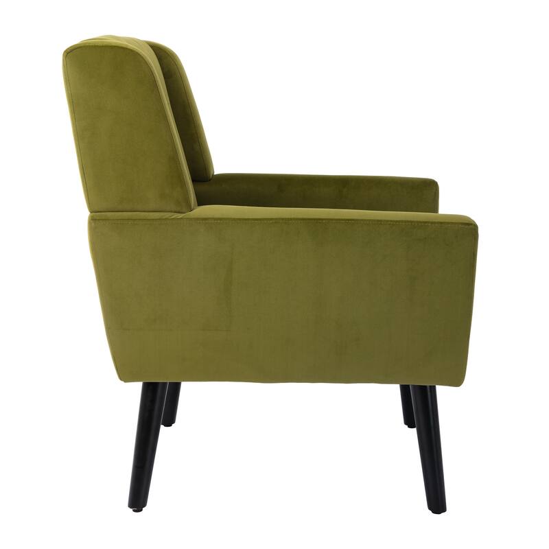 Modern Soft Velvet Armchair, Ergonomics Accent Chair W/Curved Back, Upholstered Single Sofa With 250 Lbs Weight Capacity