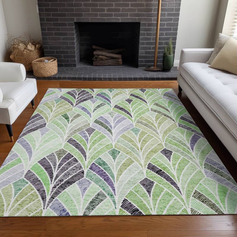 Premium Washable Super Soft Chic Mosaic Mayfield Rug - Green - 3' x 5'