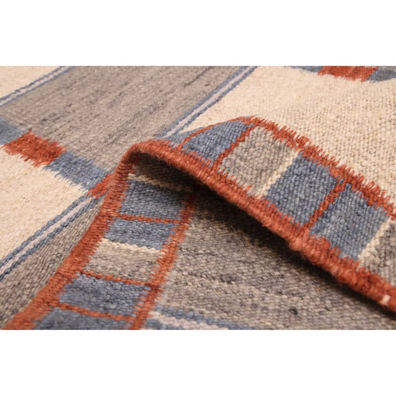 ECARPETGALLERY Flat-Weave Marrakech Grey, Ivory Wool Kilim - 8'5 x 10'2