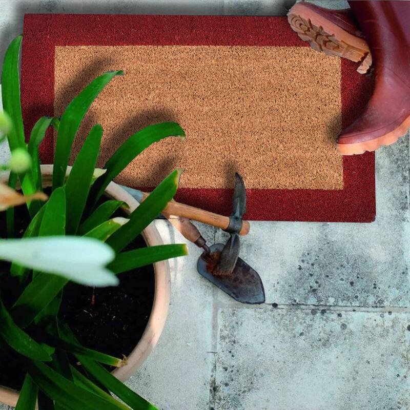 Sheltered Front Door Mat Coir Coco Fibers Rug 24x13 Natural-Border