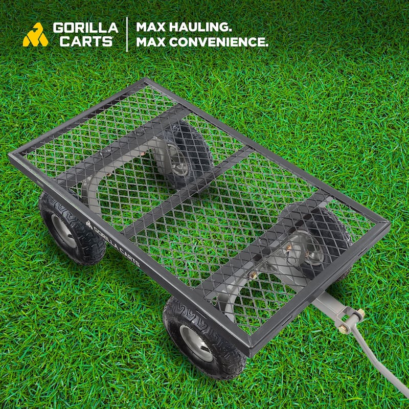Gorilla Carts Steel Utility Cart Garden Beach Wagon, 800 Pound Capacity, Gray - 46