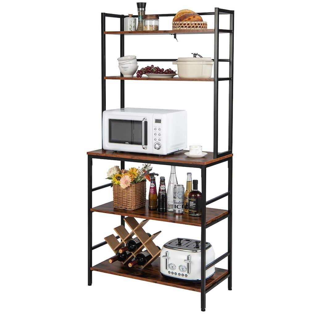 Gymax 5-Tier Kitchen Bakers Rack Microwave Stand Utility Storage Shelf