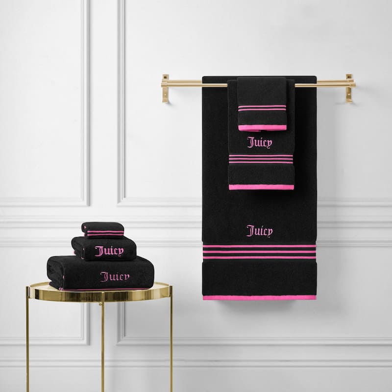 Juicy Couture Neon Border Bath Towels 6-Piece 2 Bath towels 2 Hand towels 2 Washcloths - 28"x54"/16"x26"/12"x12"