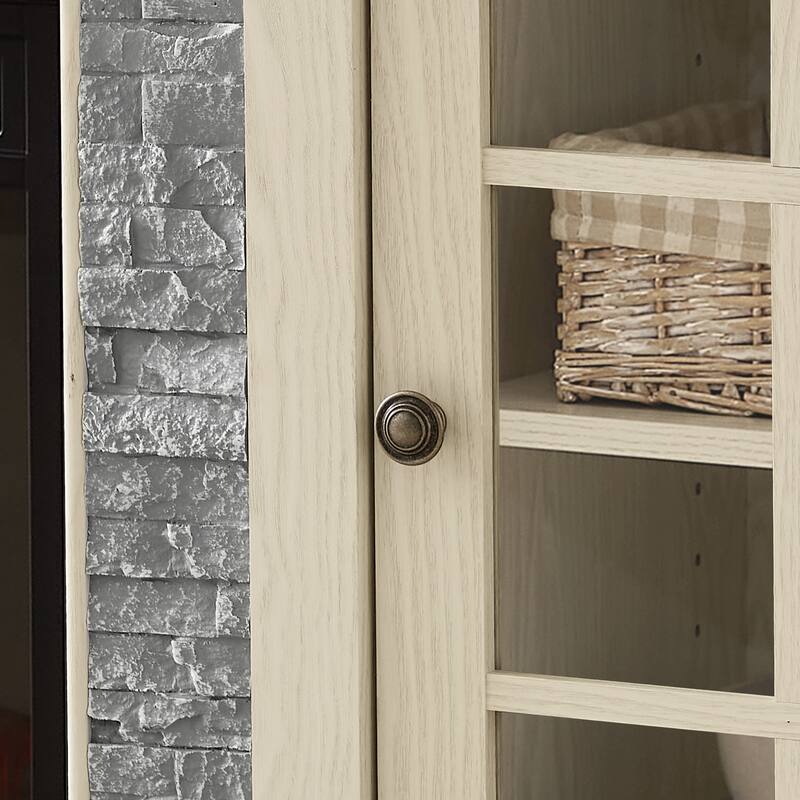 Fireplace TV Stand Faux Stone Media Console Cabinet TVs up to 75