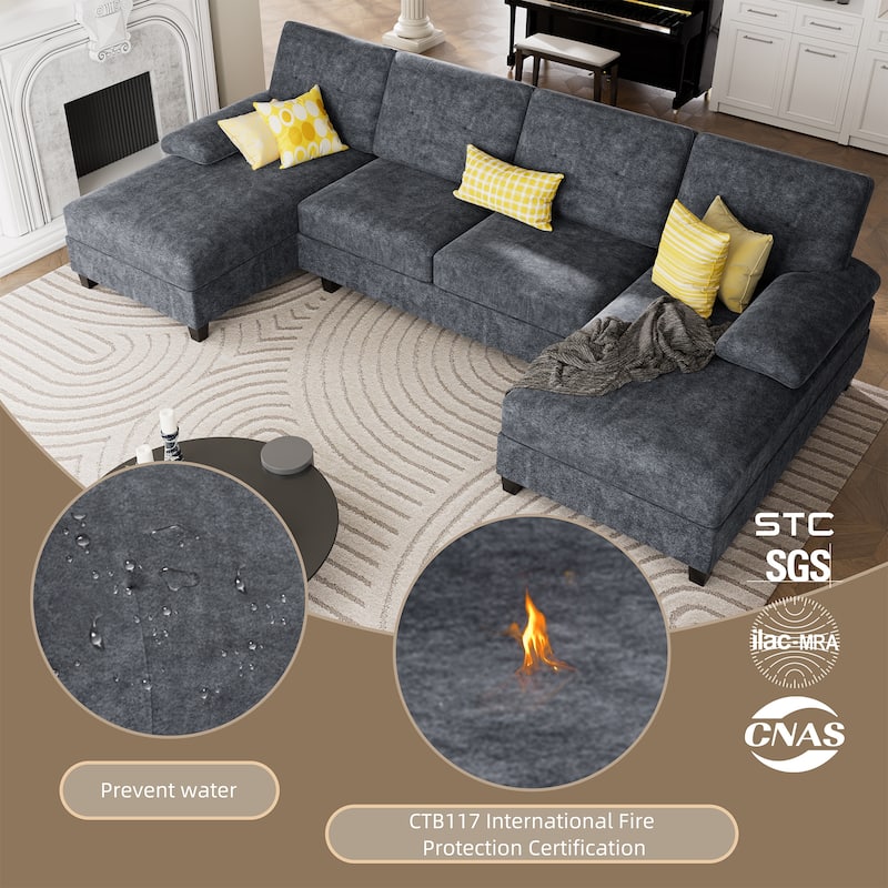 106'' Sectional Sofa with Thick Cushions for Living Room