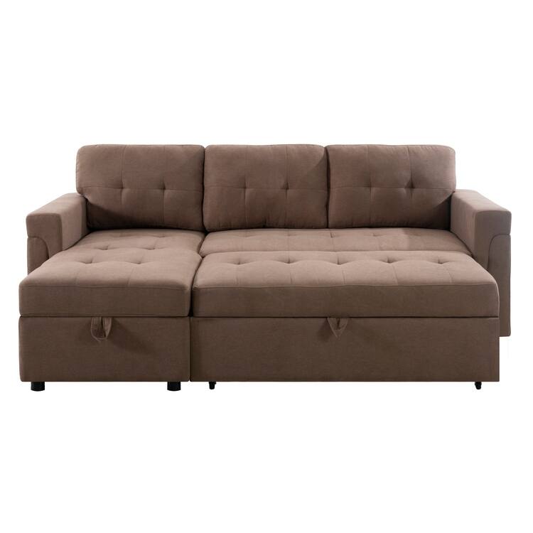 Perry Modern Reversible Sleeper Sectional Sofa with Storage Chaise, Pullout Sleeper Sofa Couch Bed for Living Room