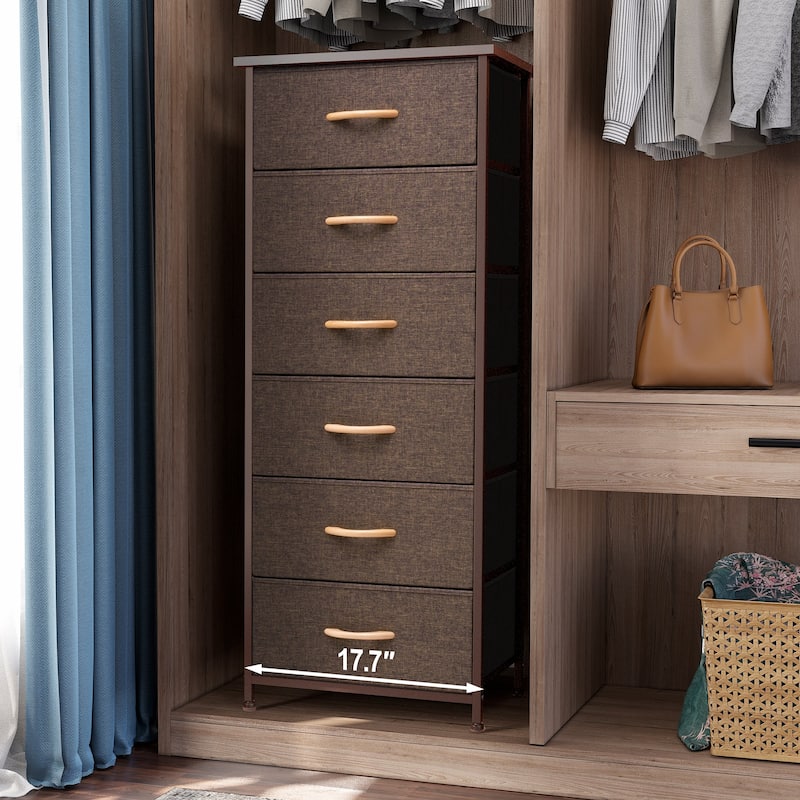 Crestlive Products 6 Drawers Vertical Dresser Storage Tower with Wood Top
