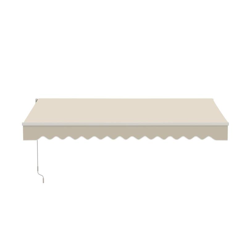 ALEKO Caribbean Manual Retractable Patio Awning - White Frame - Ivory Cream - 12 x 10 Feet