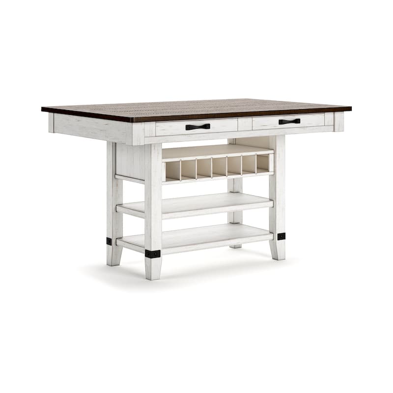 Signature Design by Ashley Valebeck White/Brown Counter Height Dining Table - 60" W x 40" D x 36.13" H