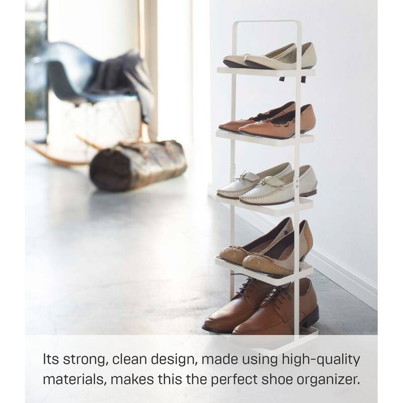 Yamazaki Home Shoe Rack - Two Styles, Steel, Holds 5 shoes, Holds 11 lbs - L 7.09 x W 8.66 x H 30.51 inches