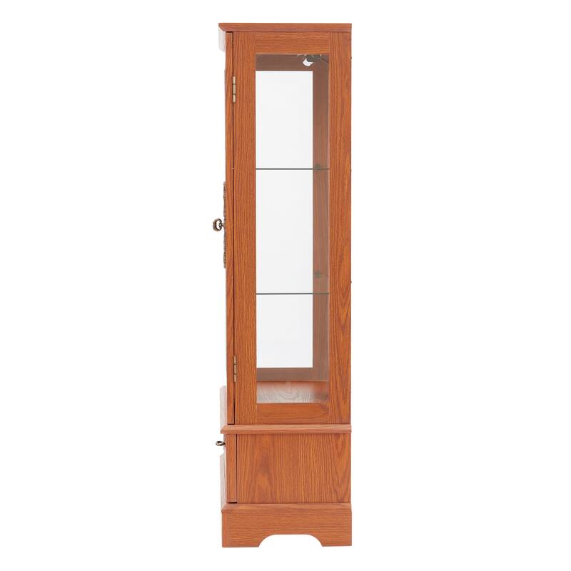 Glass Cabinet Lighted Glass Cabinet Curio Display Cabinet With Adjustable Glass Shelves 2 Doors And 1 Drawer Cabinet
