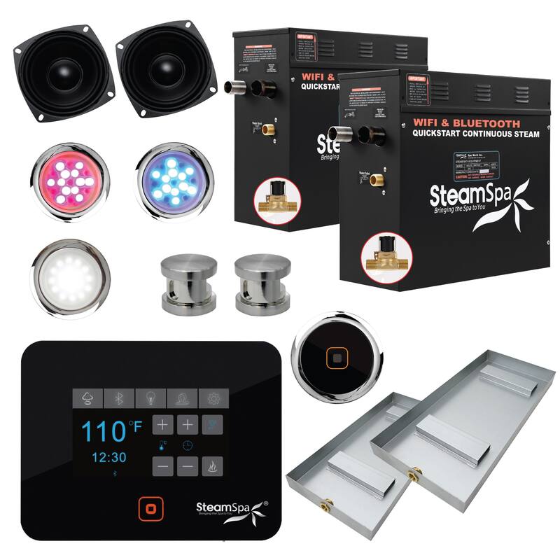 SteamSpa BKT1800-A Black Series Wifi and Bluetooth 18kW QuickStart - Brushed Nickel