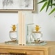 preview thumbnail 1 of 4, Arcilla Elemental - Clear Crystal Apple Fruit Decorative Bookends with Gold Leaves (Set of 2) Clear