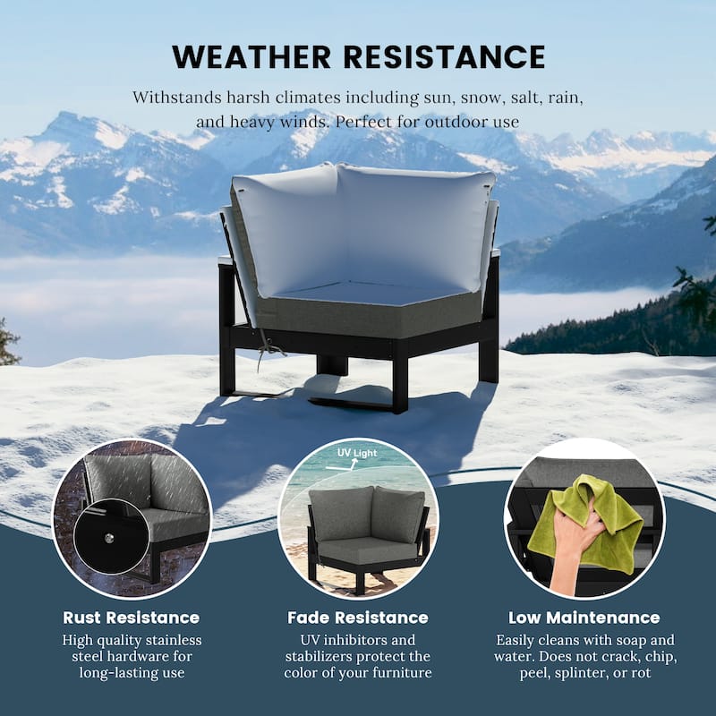 Polytrends Endless Patio Deep Seating Corner Chair with Black Frame