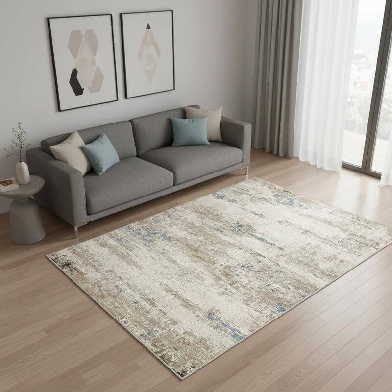 HomeRoots Abstract Modern Rectangle Area Rug - 5' X 7'