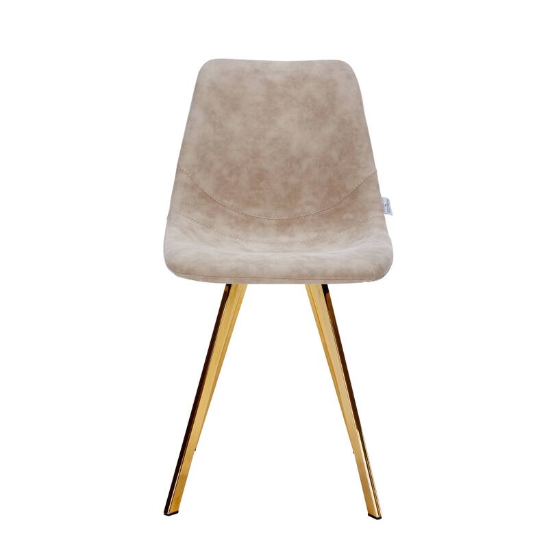 Markley Leather Dining Chair Set of 2 With Gold Metal Legs Modern Accent Side Chair