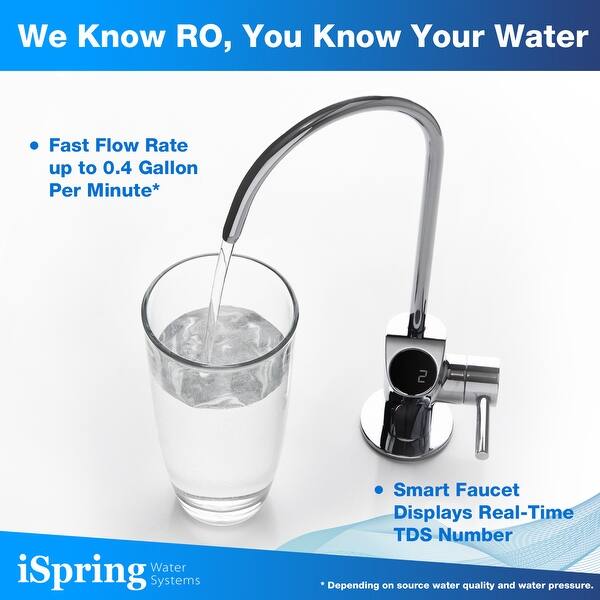 Ispring Ro500 Tankless Ro Water Filter System 500 Gpd Fast Flow Smart Faucet W Tds Monitoring 2 1 Pure To Drain Ratio Overstock 31141576 .of water with tds (total dissolved solids) but we would not advise this because tds was this is what purifies the water of all the dissolved minerals and other impurities. usd