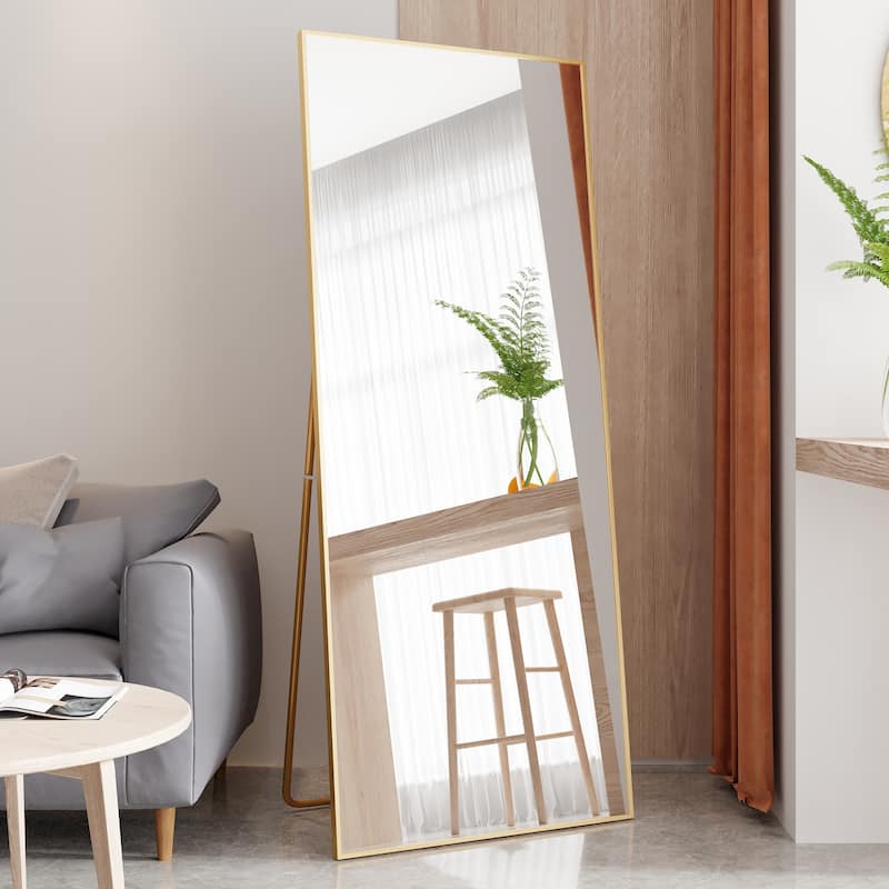 Tempered mirror 71" x 32" Tall Full Length Mirror with Stand,Gold Wall Mounting Full Body Mirror,Metal Frame Full-Length Mirror