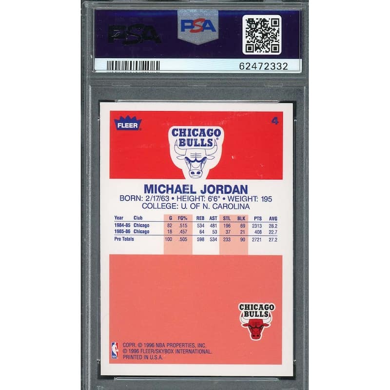 Michael Jordan 1996 Fleer Decade of Excellence Basketball Card #4 Graded PSA 8 - 8'6" x 11'6"