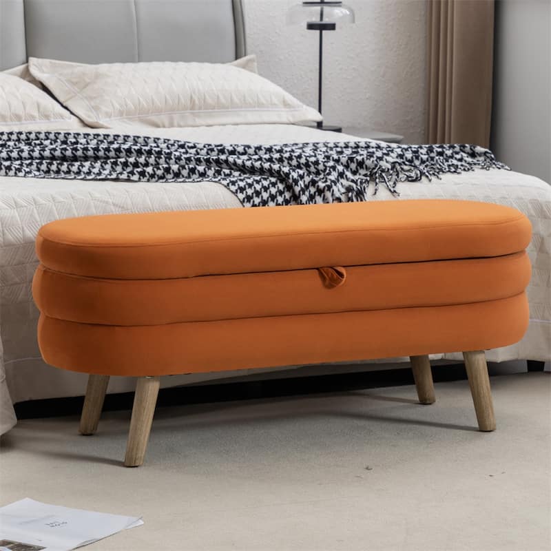 Storage Bench Bedroom Bench With Wood Legs For Living Room Bedroom