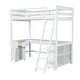 preview thumbnail 14 of 15, White Twin Size Solid Wood Loft Bed with Desk, Blackboard & Drawers