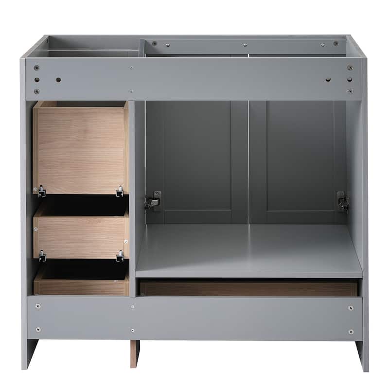 Roomfitters 36" Bathroom Vanity Cabinet Only, Freestanding Storage with Soft-Close Doors, Sink Not Included, Gray