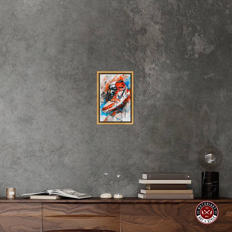 Notoriart Colorful Splatter Sneaker Framed Sneaker 1 Piece Canvas Wall Art