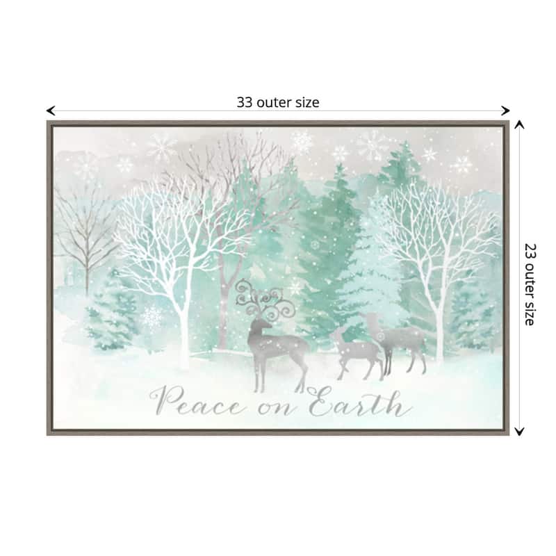 Peace on Earth Silver landscape by Cynthia Coulter Canvas Art Framed - 33 x 23 in