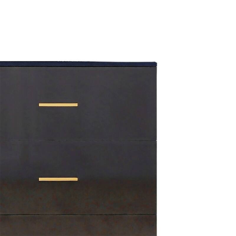 Modern Minimalist High Gloss Wooden Storage Dresser with Center Support Leg