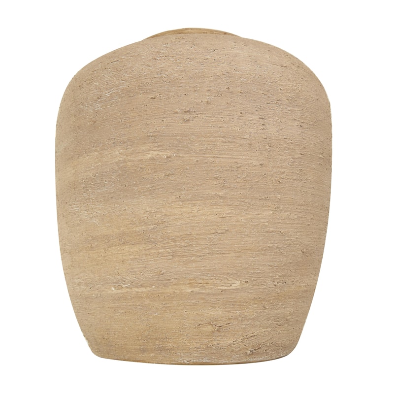 Ceramic Wide Textured Decorative Vase - Beige - Roche River Decor