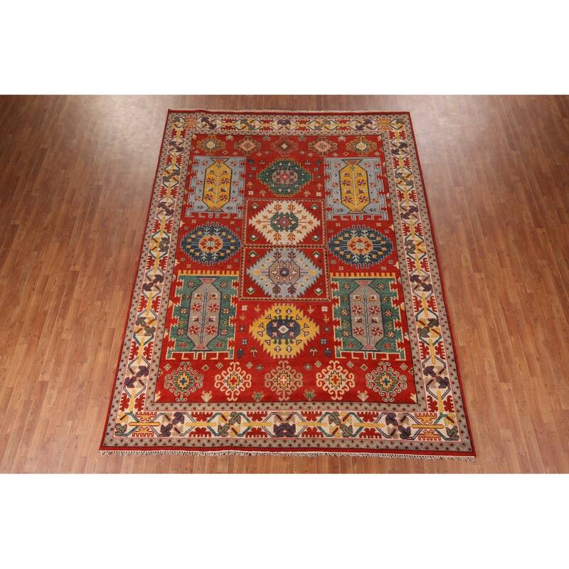 Heriz Serapi Indian Area Rug Handmade Geometric Wool Carpet - 8'10" x 11'9"