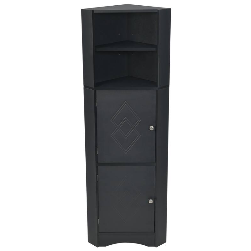 Corner Cabinet for Bathroom Practical Tall Wooden Bathroom Cabinet with 1 Open Shelf 2 Door Freestanding Storage Cabinet