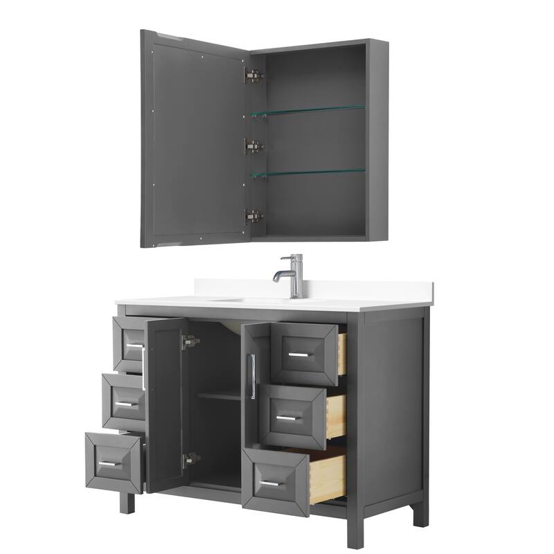 Daria 48 Inch Single Vanity, Cultured Marble Top, Medicine Cabinet