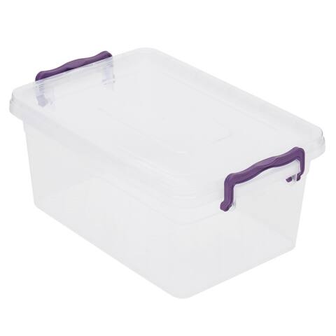 Home Basics 5 Lt Plastic Storage Box with Locking Lid, Clear