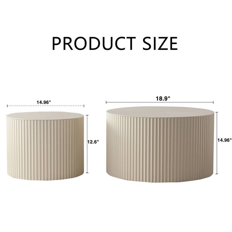 Round Wooden Coffee Table for Living Room, No Need Assembly