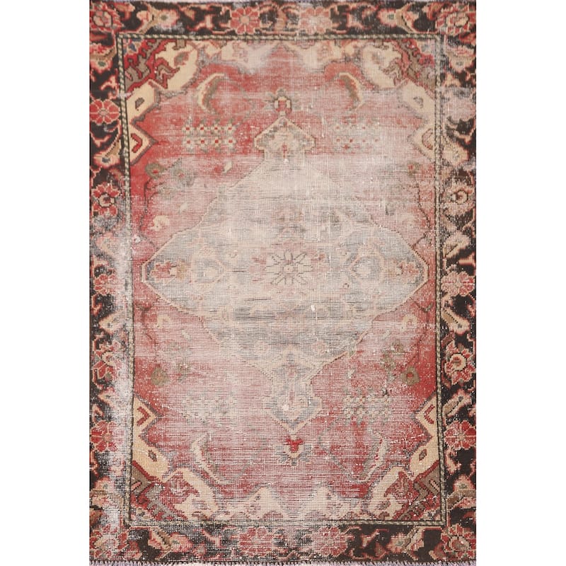 Distressed Tabriz Persian Vintage Bedroom Handmade Wool Carpet - 3'4" x 4'10"