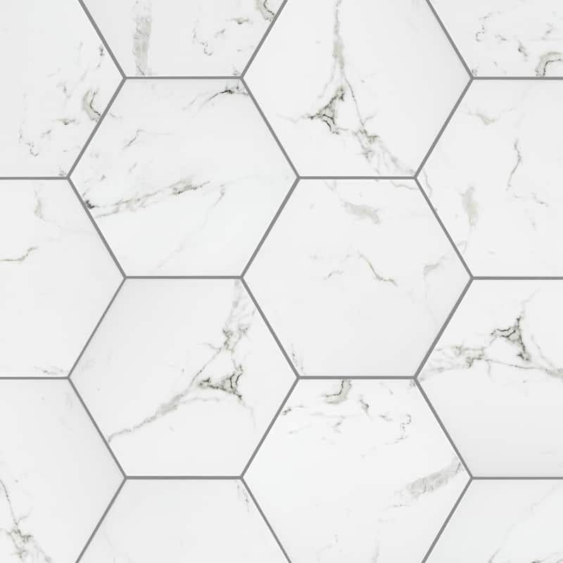 Merola Tile Timeless Calacatta Hex 8-5/8" x 9-7/8" Porcelain Floor and Wall Tile