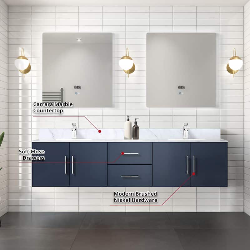 Geneva 80 in. W x 22 in. D Navy Blue Double Bath Vanity