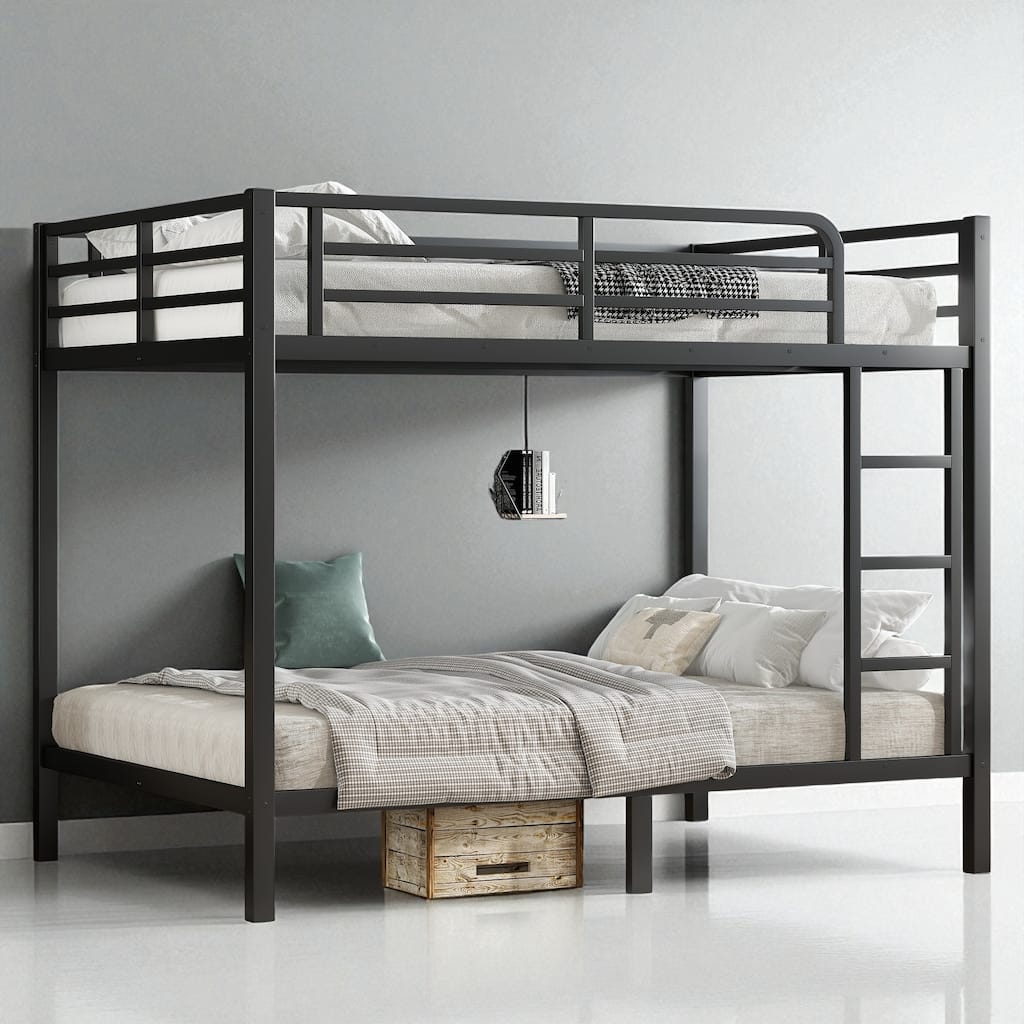 Full over Full/Twin XL over Twin XL Metal Bunk Bed for Teens and Adults, Space-Saving, Noise-Free, No Box Spring Needed