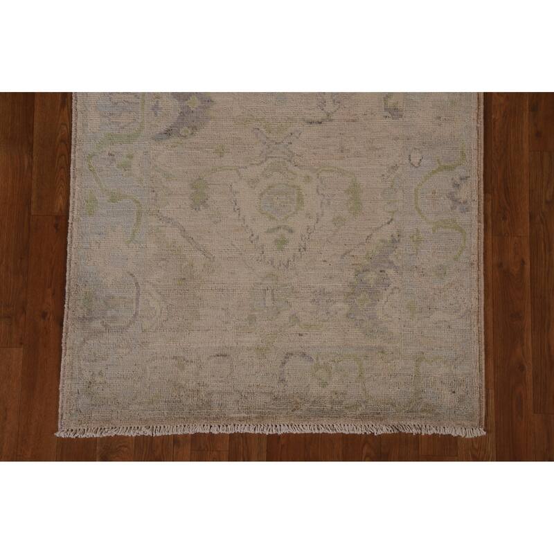 Floral Oushak Turkish Runner Rug Hand-knotted Wool Carpet - 3'1"x 9'10"