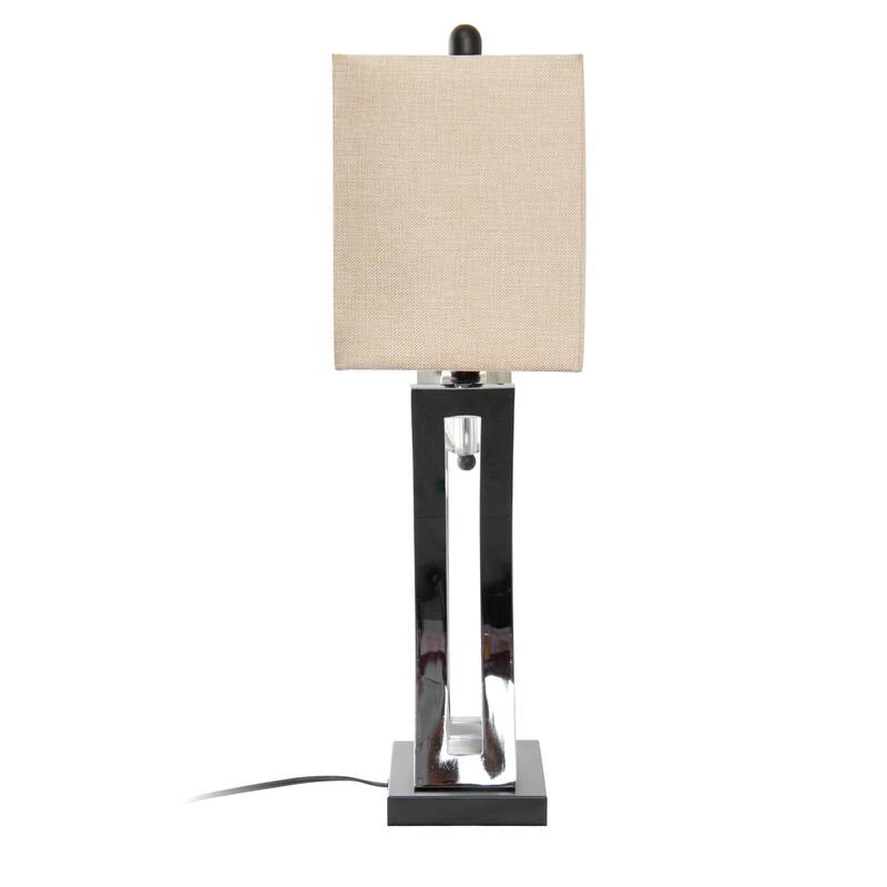 Curved Metal Base Table Lamp with Beige Drum Shade - 27.5" - Chrome Finish