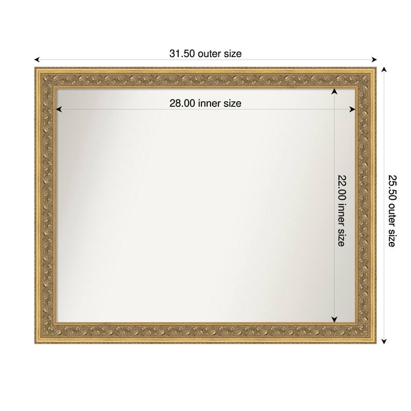 Carter Dark Gold Non-Beveled Wood Framed Wall Mirror - Carter Dark Gold - 32 x 26 in