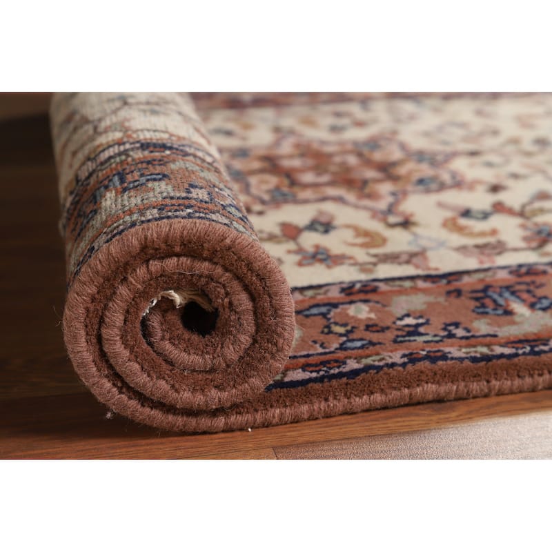 Hand Knotted Oriental 100% Wool Carpet Traditional Medallion Beige & Ivories Sarouk Area Rug - 5' 5'' X 2' 11''