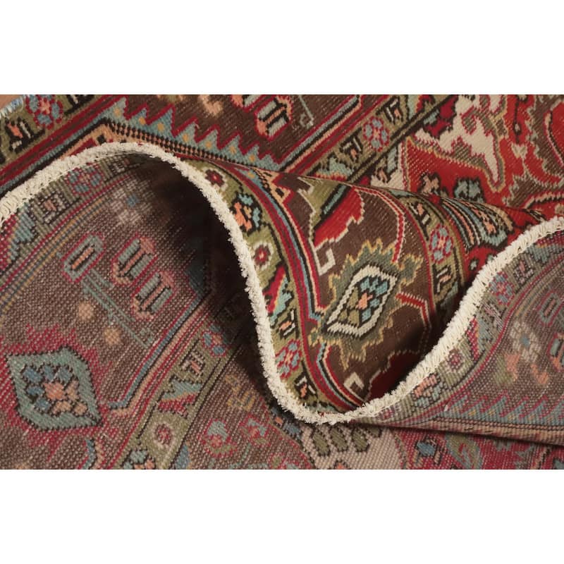 Hand Knotted Oriental 100% Wool Carpet Traditional Floral Oranges & Rust Tabriz Area Rug - 9' 1'' X 6' 4''