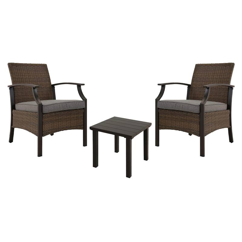3 Piece Pati Outdoor Wicker Modern Bistro Sets with Coffee Table